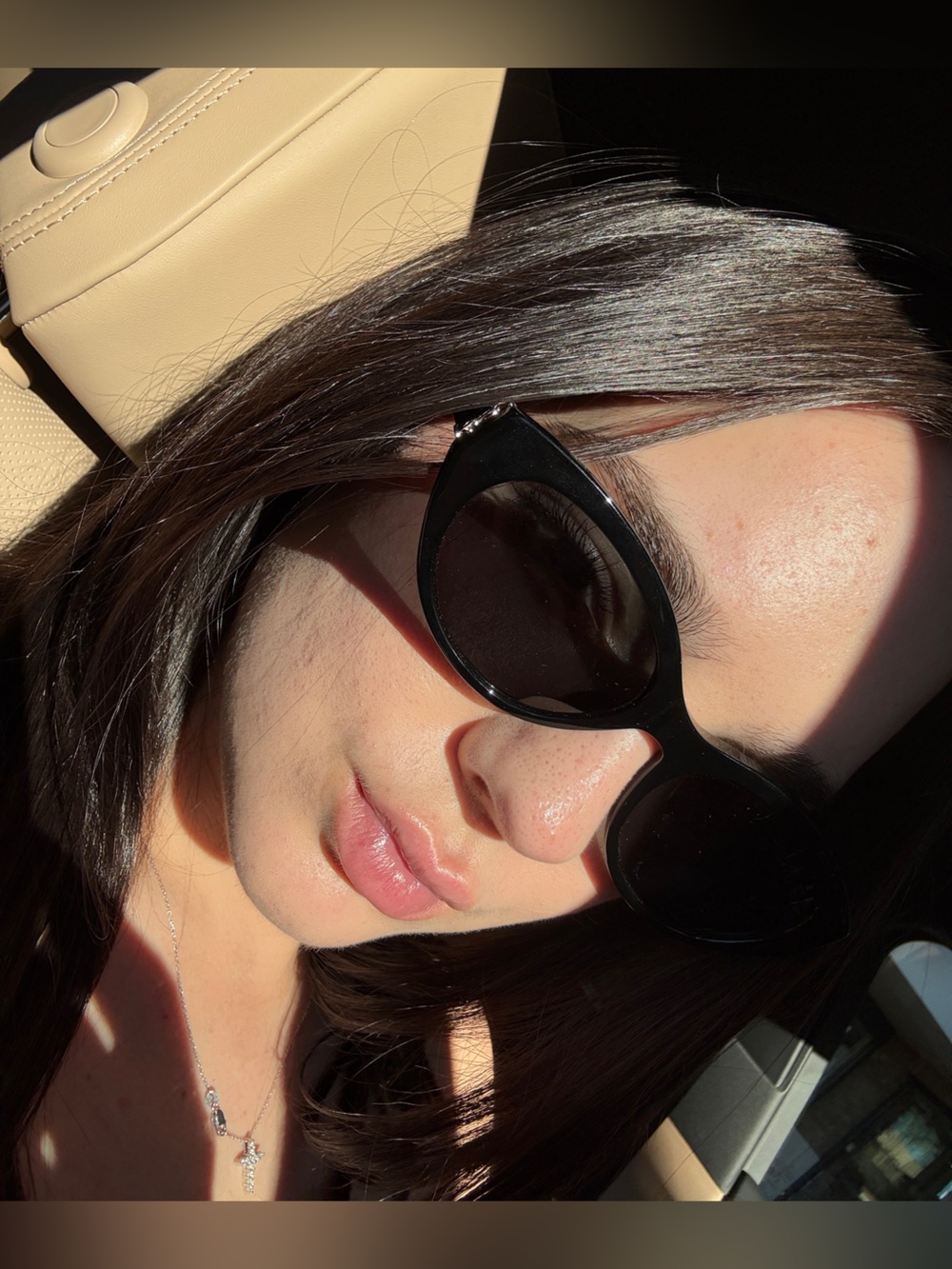 Saint Laurent Black Round Cat-Eye Sunglasses with Gold YSL Detail